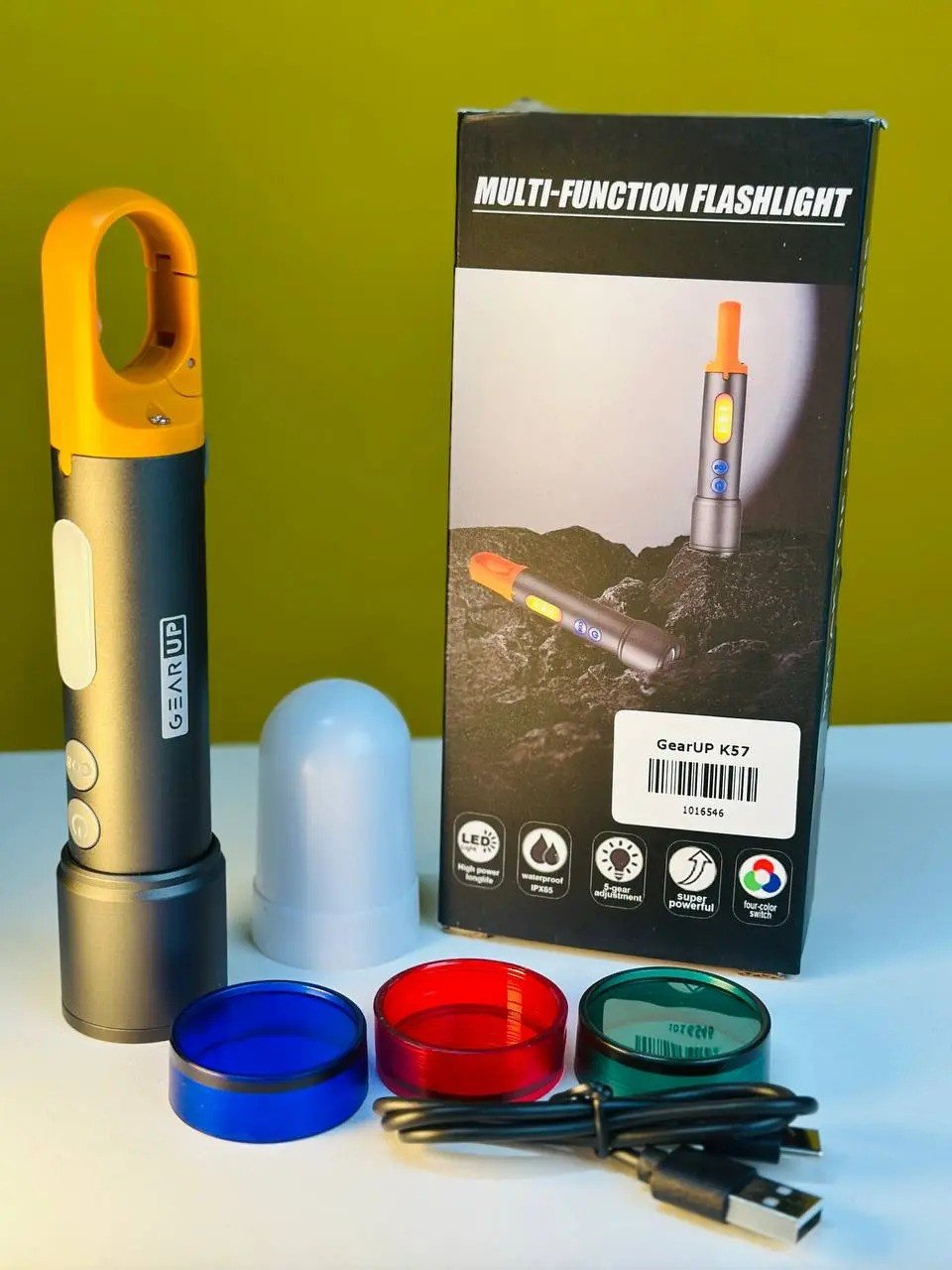 GearUP K57 Multifunctional Rechargeable Torch, Flashlight Zoomable LED Flashlight